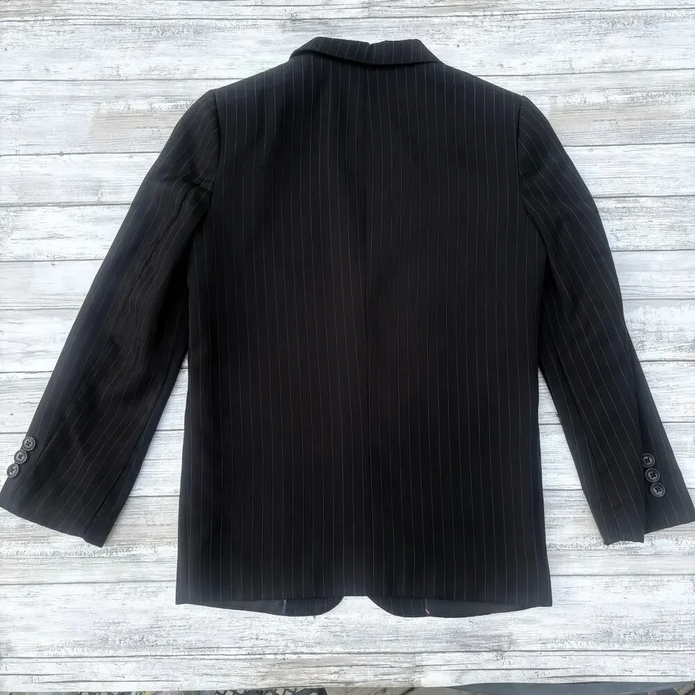 Chaps Blazer Boys Kids Sz 10 Regular Black Pinstripe Two Button Single‎ Breasted
